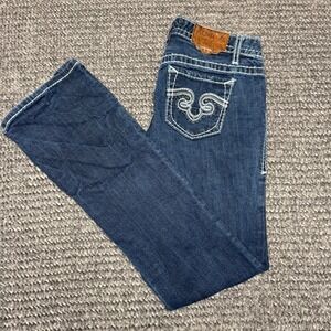 Be Rock Express Womens Jeans Size 4 Barely Boot Cut Dark Wash Denim Thick Stitch